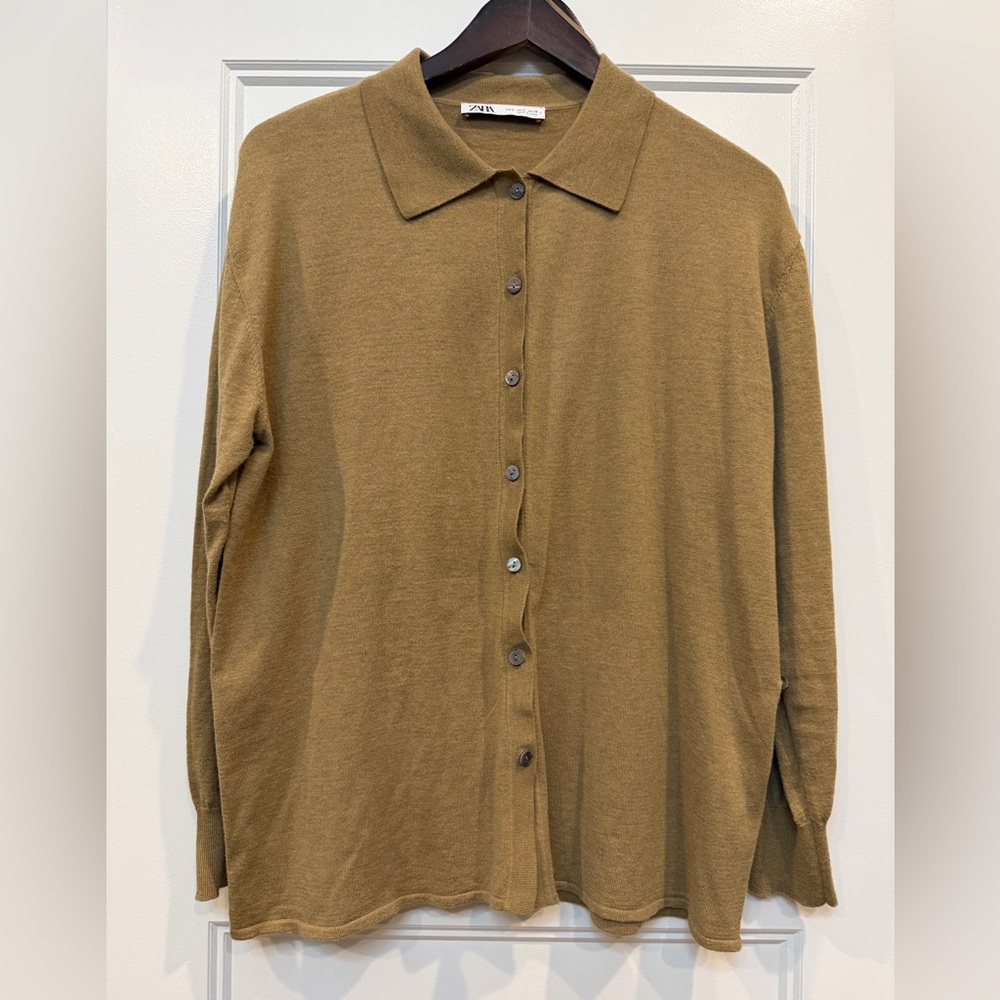 Zara Brown Button-Down Shirt